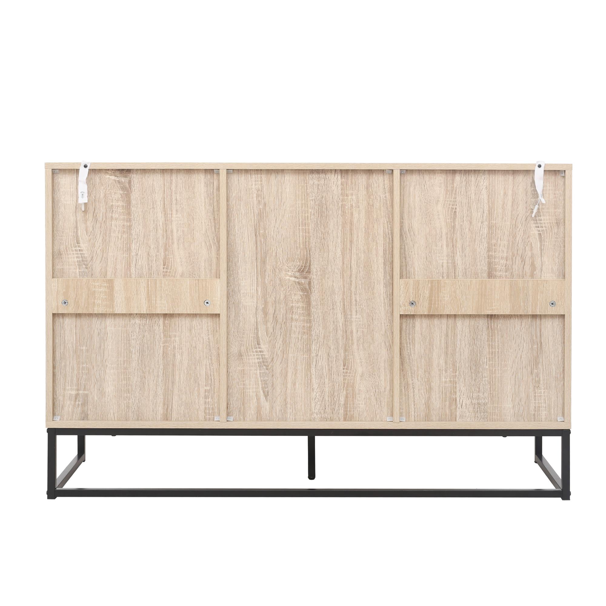 Spaco Accent Storage Cabinet, 2 Door Sideboard Cabinet with 3 Drawer, Adjustable Shelf, Buffet Cabinet for Living Room, Bedroom, Dining Room, Study, Natural Spaco Accent Storage Cabinet, 2 Door Sideboard Cabinet with 3 Drawer, Adjustable Shelf, Buffet Cabinet for Living Room, Bedroom, Dining Room, Study, Natural