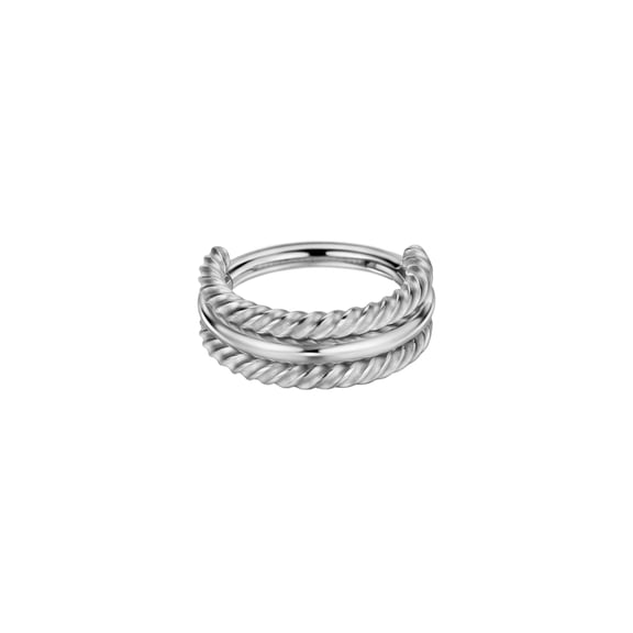 FANSING Surgical Steel Triple Rings for Single Piercing Tri-Row Septum Jewelry 16g Braided Septum Rings for Women Men Conch Earring Hoop 10mm Conch Piercing Jewelry 16 Gauge