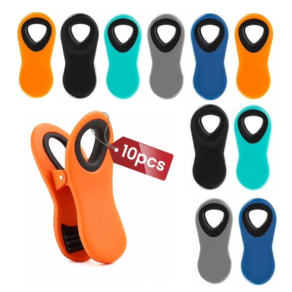 Deally Chip Clips Bag Clips Magnetic Bread Bag Food Package with Silicone Textured Mouth, 10 Pieces in 5 Colors