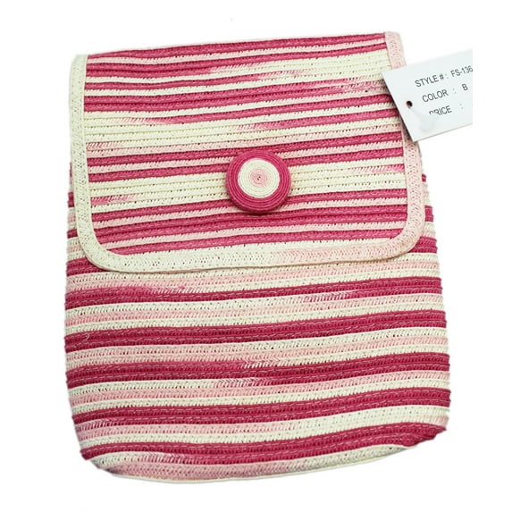 Vieta Pink and White Colored Woven Paper Shoulder Bag