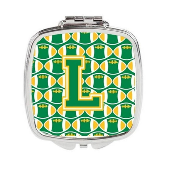 Carolines Treasures Letter L Football Green & Gold Compact Mirror