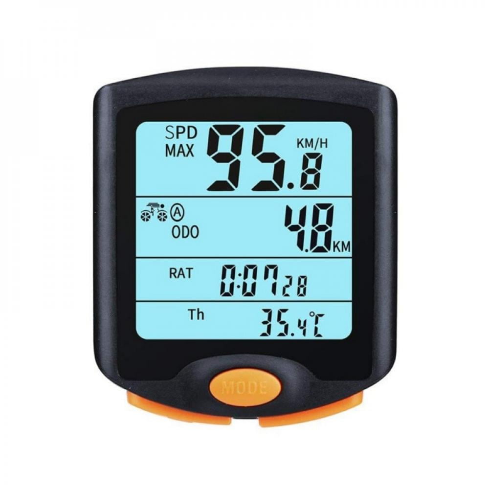 Cycling Computer Digital Speedometer Bicycle Speeding Alert Stopwatch LCD Backlight Rainproof Table Thermometer