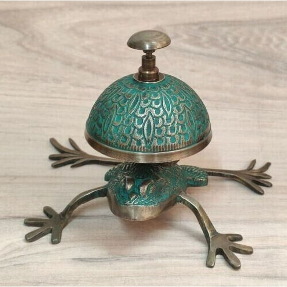 Brass Frog Ornate Bell Hotel Front Desk Bell Vintage Sale Service Counter Bell