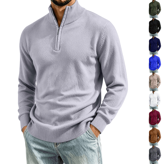 cocolona Mens Turtleneck Knitted Sweater Half Zipper Long Sleeve Shirts Fall Winter Casual Warm Pullover Tops