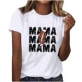 thumbnail image 1 of Mujeres Manga Corta Tops Impreso Cuello Redondo Camiseta Superior, Poliéster Spandex Vintage Humor, 1 of 4