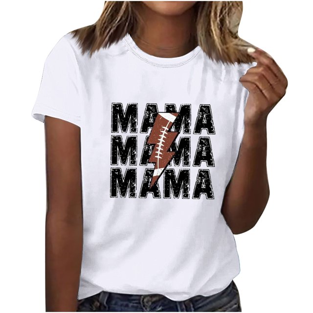 Mujeres Manga Corta Tops Impreso Cuello Redondo Camiseta Superior, Poliéster Spandex Vintage Humor