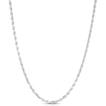 Floreo 10k White Gold 3.5mm Solid Rope Chain Diamond Cut Necklace