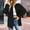 Black, variant on Lilgiuy Women Fashion Casual Solid Color Buttons Tops Turndown Collar Long Sleeve Hoodless Casual Outwear for New Year Valentine's Day