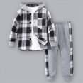 thumbnail image 2 of yboeqw Boy Clothes Kids Plaid Long Sleeve Button Down Hoodie Sweatshirt + Pants 2Pcs Boys Outfit Set for 3T 4T 5T 6T 7T(5-6 Years,Black), 2 of 8