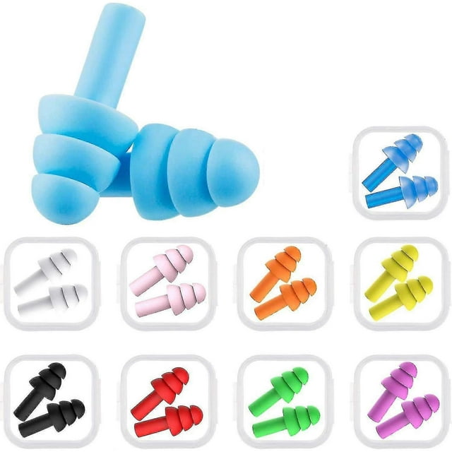 10 Pairs Of Silicone Ear Plugs For Swimming, Adults, Ear Plugs Set, Sleeping Ear Protection, Ear Plugs For Sleeping