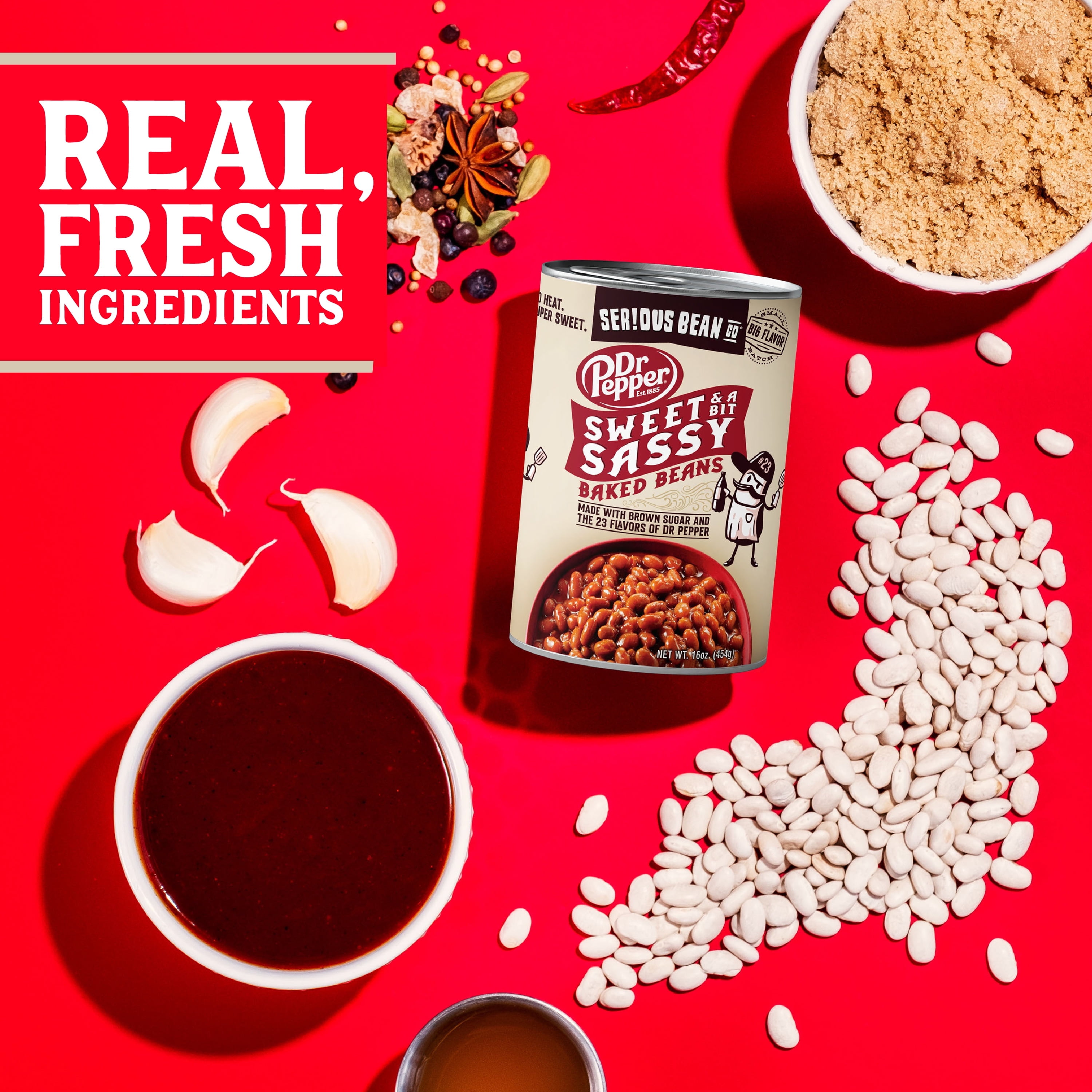 SERIOUS Bean Co Sweet and a Bit Sassy Dr Pepper Baked Beans, 16 Oz Can