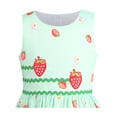 thumbnail image 6 of Sunny Fashion Girls Dress Green Floral Strawberry Embroidery Zigzag Summer 11-12 Years, 6 of 8