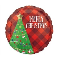 burton BURTON 17" Festive Christmas Tree Plaid Foil Balloon
