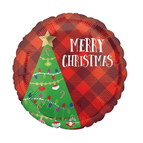 burton BURTON 17" Festive Christmas Tree Plaid Foil Balloon