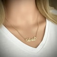 thumbnail image 4 of Personalized Name Necklace: Customized Custom Jewelry, 18k Gold Over Brass, Cursive Calligraphy Writing, 5 Link Chain Length Options, 4 of 6