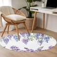 thumbnail image 4 of Purple Weeping Flowers Round Area Rug 4Ft Washable Circle Rugs for Bedroom Dining Room, Spring Floral Elegant Pastoral Non-Slip Carpet Floor Mats Indoor Outdoor Carpet Runner Aesthetic Home Decor, 4 of 8