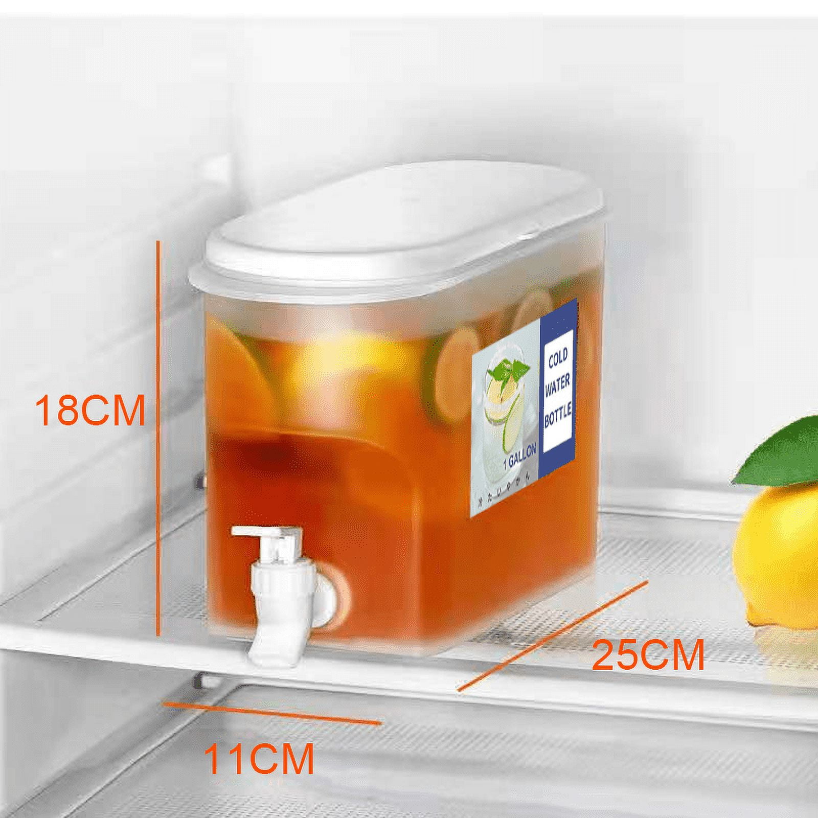 Elsjoy 2 Pack Plastic Drink Dispenser with Spigot, 1 Gallon (3.5 L)  Beverage Dispenser Cold Drink Container for Iced Tea, Lemonade, Fridge,  Bar