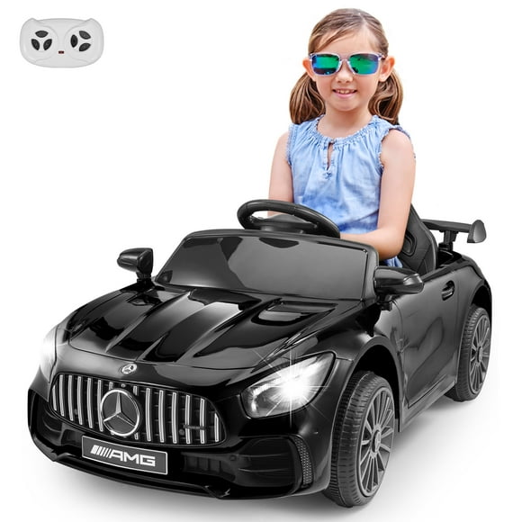 VOLTZ TOYS 12V Ride on Car for Kids, Mercedes-Benz GT R with Remote, MP3 and LED Lightings, Licensed Model (Black)