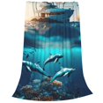 thumbnail image 2 of Fotbe Hawaiian Ship Dolphin Manta de Franela Acolchonada con Estampado, Súper Suave y Esponjosa, Extra Grande para Sofá, Cama, Uso Todo el Año-60"x50", 2 of 7