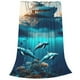 thumbnail image 2 of Balery Hawaiian Ship Dolphin Manta de Felpa Suave y Acogedora – Cobija de Franela Aterciopelada para Cama, Lavable y Cálida para Sofá, Mascotas, Transpirable-60"x50", 2 of 7