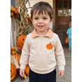 thumbnail image 4 of RUINIXCW Toddler Baby Boy Girl Halloween Sweatshirt Outfit Infant Fall Winter Clothes Embroidery Plaid Lapel Half Zipper Long Sleeve Pullover Tops, 4 of 9