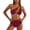Wine, variant on Qingpeng Women One Shoulder High Waisted Bikini Tie High Cut Two Piece Swimsuits