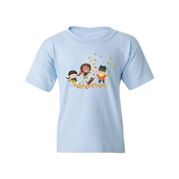 Kids Playing With Leaves T-Shirt Juniors -Image by Shutterstock,  Small