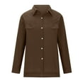 thumbnail image 4 of Itsame Womens Button Down Shirts, Solid Color Long Sleeve Classic Lapel Casual Office Tops Brown M, 4 of 5