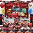 thumbnail image 5 of Car Birthday Decorations, Car Party Supplies Party Tableware Set - Lightning Mcqueen Birthday Party Plates Tablecloths Cake Topper Balloons Napkins Banners etc for  Lightning Mcqueen Birthday Party, 5 of 7