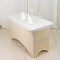 thumbnail image 4 of Balsa Circle 4 feet White Fitted Spandex Rectangular Table Top Cover Wedding Catering Home Dining Party, 4 of 8