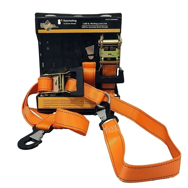 2 Heavy Duty Motorcycle Ratchet Tie Down Straps, 8’ x 11/2” with