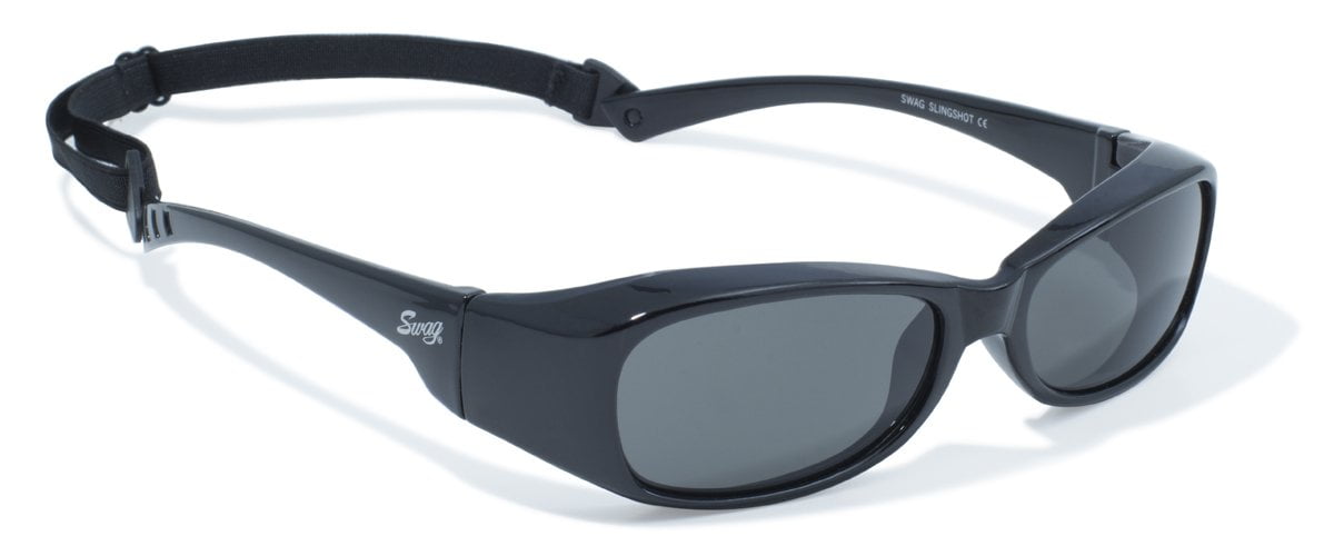 Black Frame with Removable Rubber Strap Global Vision Eyewear Corp Smoke Anti Fog Lens Swag Sunglasses Slingshot Series