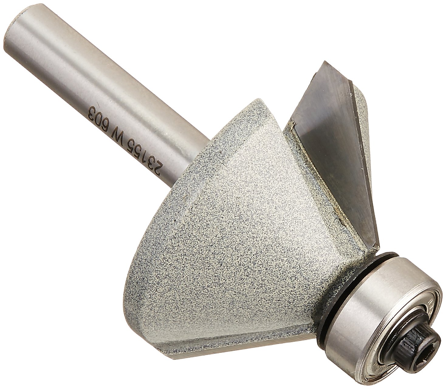 23155 45Degree Carbide Tipped Chamfer Router Bit, 1/2Inch Ball Bearing 2Flute 1/4Inch Shank