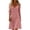 Pink, variant on Women's Long Sleeve V-Neck Loose Fitting Short Dress Summer Casual Linen Breathable Tunic Dress for Loungewear Everyday Black S
