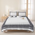thumbnail image 3 of Full Quilt Set 78''x90'', White Greek Key Lightweight Bedspread Coverlet Set with 2 Pillow Shams, Geometric Greece Ancient Farmhouse Geo Breathable All Season Quilt Bedding for Bedroom/Guest Room, 3 of 9