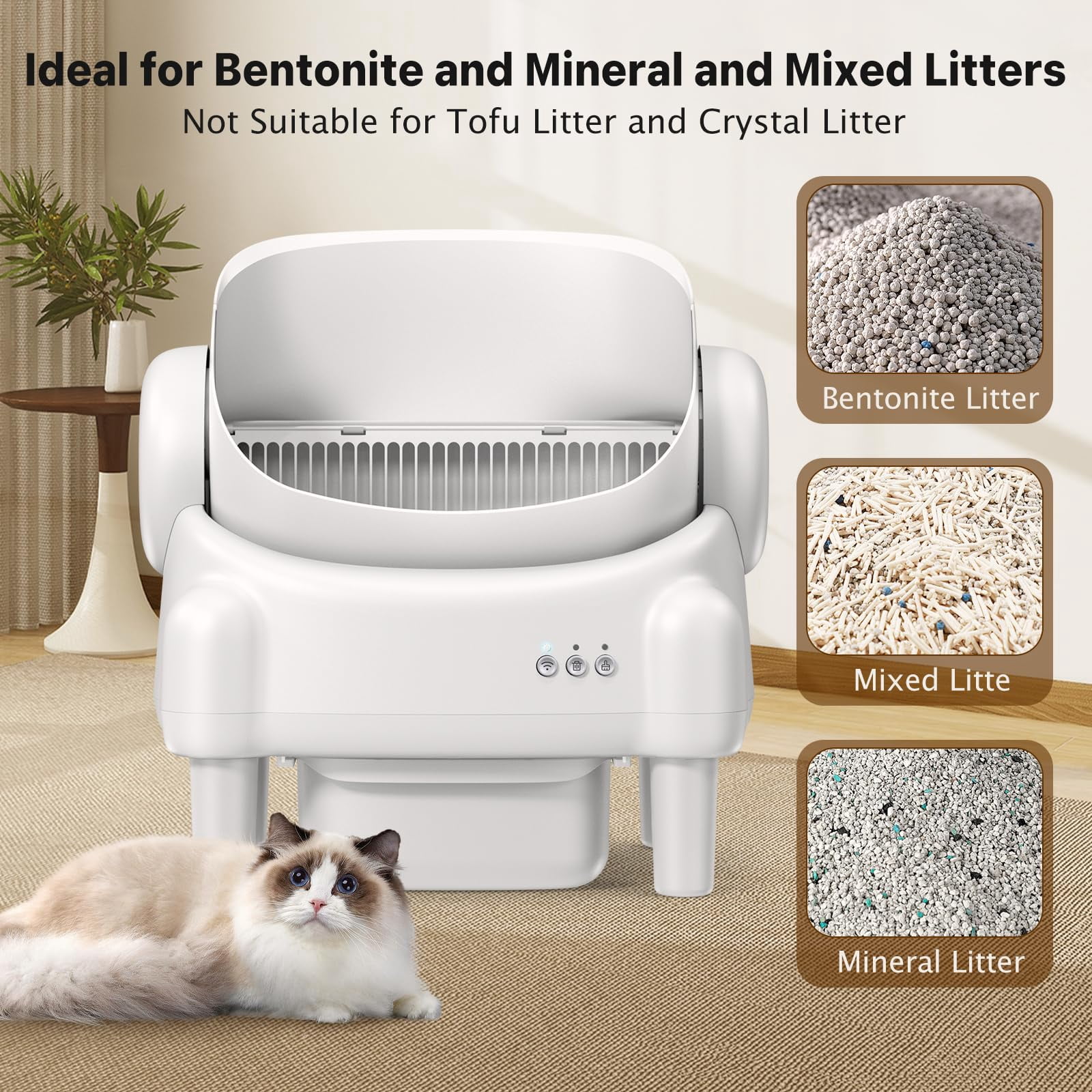 ECORUI Self Cleaning Litter Box: A Safe, Spacious, and Convenient Solution for Multi-Cat Homes  Key Features:  Generous Entrance: 16.5" x 16.5" entrance for easy access and exit, ensuring no claustro