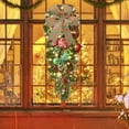 thumbnail image 3 of Miyuadkai Halloween Christmas Wreath with LED Lights 40cm, Wreaths for Front Door Artificial Pine Vine Garland with Red Bow Bells for Front Door Wall Window Holiday Decor, 3 of 5