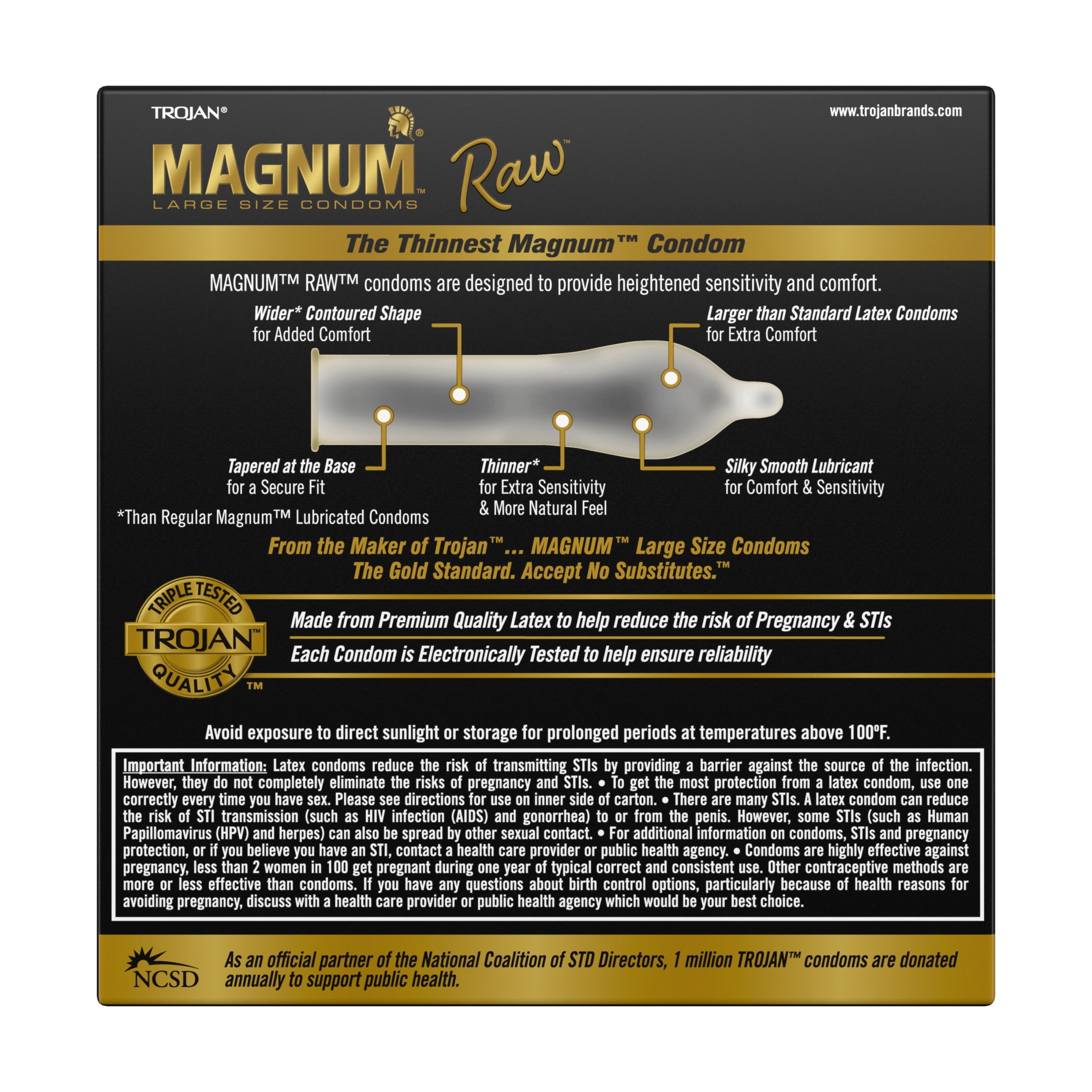 Trojan Magnum Raw Large Size Condoms - 24 Count