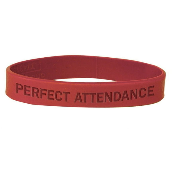 Set of 100 Wristbands - Perfect Attendance (Red)