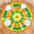 thumbnail image 2 of Colorful Rainbow Tie Dye Spiral Pattern Round Fitted Tablecloth with Elastic Edge,Dining Table Cover Waterproof,Outdoor Round Tablecloth for Camping,Dining,Indoor and Outdoor, 2 of 7