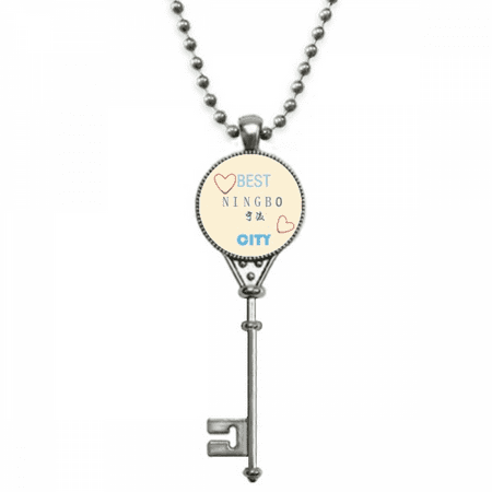 port city ningbo sign art deco fashion pendant vintage necklsilver key jewelry