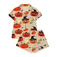 thumbnail image 4 of Ktoot Halloween Pajamas Women,Short Sleeve Pajama Sets for Women,Halloween Pjs Lounge Sets,Cute Print Button Down Tops And Shorts Loungewear Pj Short Set 2 Piece Silk Casual Nightwear, 4 of 4