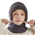 thumbnail image 2 of QQAMB Kids Earflap Beanie Hat and Scarf Set Winter Warm Fleece Lined Knit Cap Neck Warmer Gaiter for Boys Girls, 2 of 3