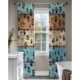 thumbnail image 4 of Light Blue Brown Sheer Curtains 84 Inch Length 2 Panels Set for Living Room/Bedroom, Rustic Farmhouse Dog Paw Vintage Kitchen Curtains Grommet Semi-Sheer Curtains Drapes Window Treatments 42"x84"x2, 4 of 7