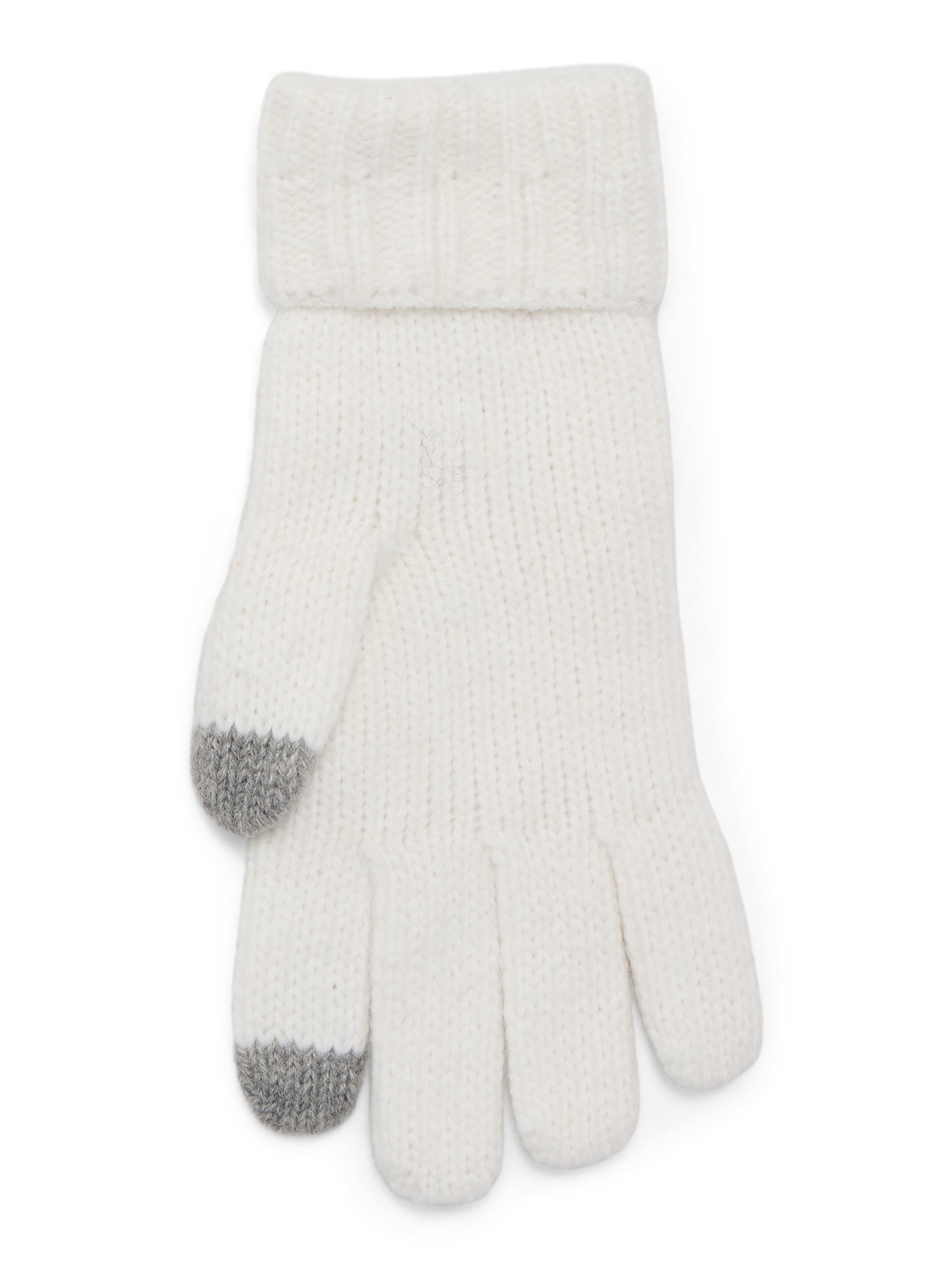 Time and Tru Women's Tech Touch Cable Knit Gloves, One Size Fits Most, Winter White