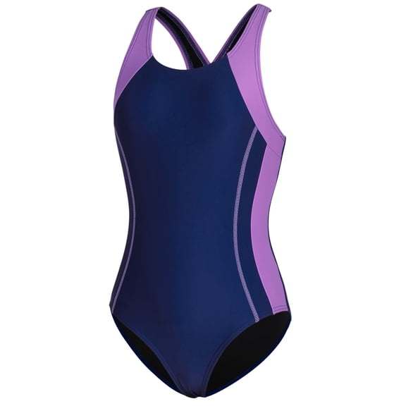 Asoul Color Blocked Swimsuit for Girls Athletic One Piece Practice Swimwear Racerback Bathing Suit, Size 8-16