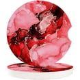 thumbnail image 1 of FMSHPON Marble Texture Red Ink Set of 6 Car Coaster for Drinks, Absorbent Ceramic Stone Coasters Cup Mat with Cork Base for Home Kitchen Room Coffee Table Bar Decor, 1 of 5