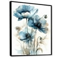 thumbnail image 2 of Designart "Blue And Black Poppy Floral Array" Boho Pottery Floater Framed Wall Decor, 2 of 5