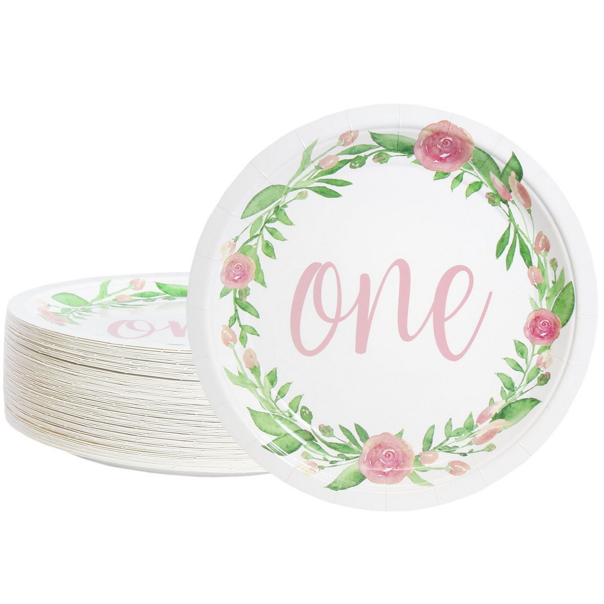 Disposable Plates 80Count Paper Plates, 1st Birthday Party Supplies