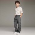 thumbnail image 4 of Gibobby Boys Pants Toddler Kids Boys Sports Cargo Pull On Pants Stretch Elastic Waist School 2T 3T 4T 5T 6T 7T 8T Kids Joggers Boys Warm Casual Pants(5-6 Years,Grey), 4 of 4